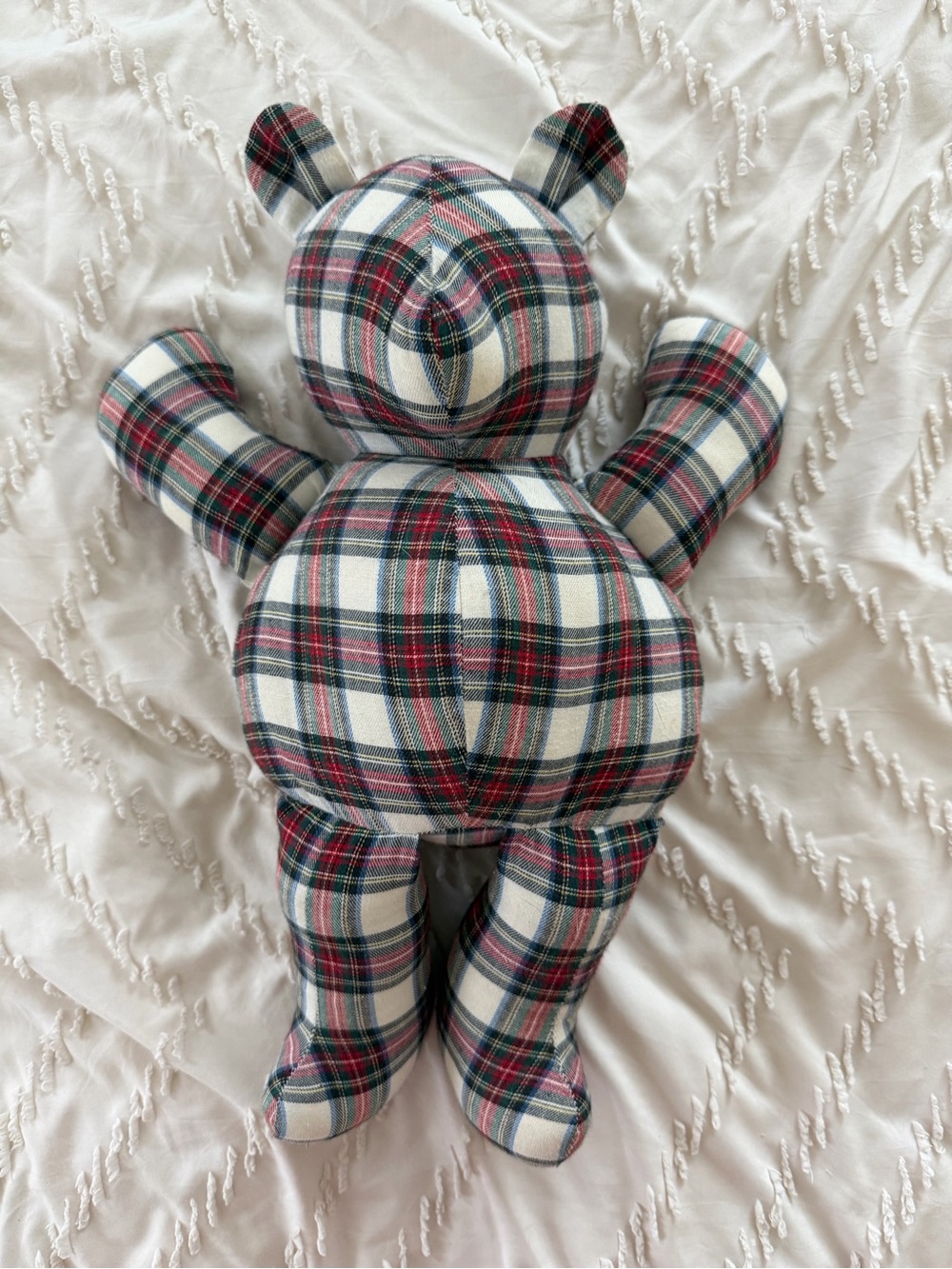 Plaid Teddy Bear Decorative Plush in Red and Green